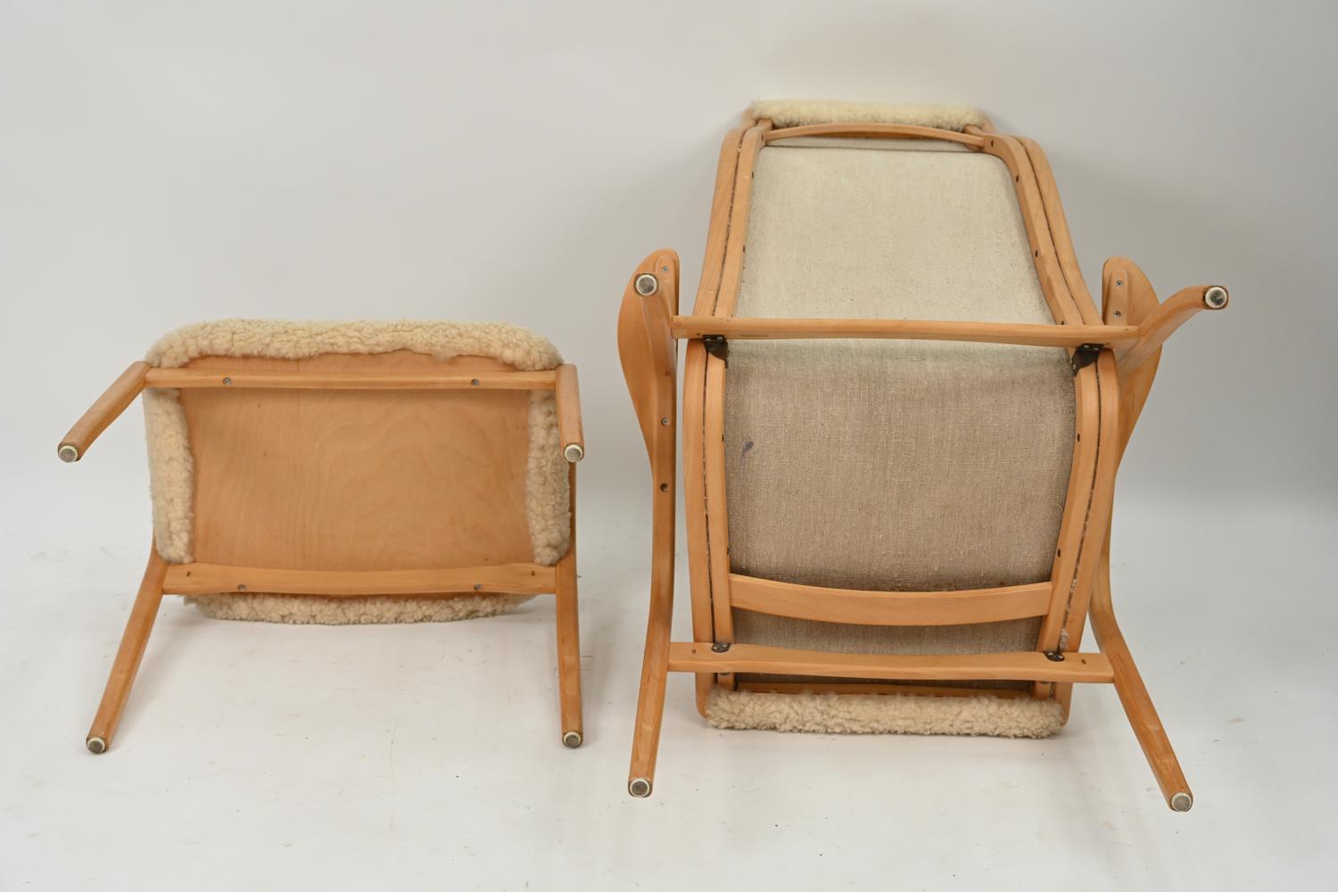 Yngve Ekstrom Lamino Lounge Chair & Ottoman in Sheepskin 4