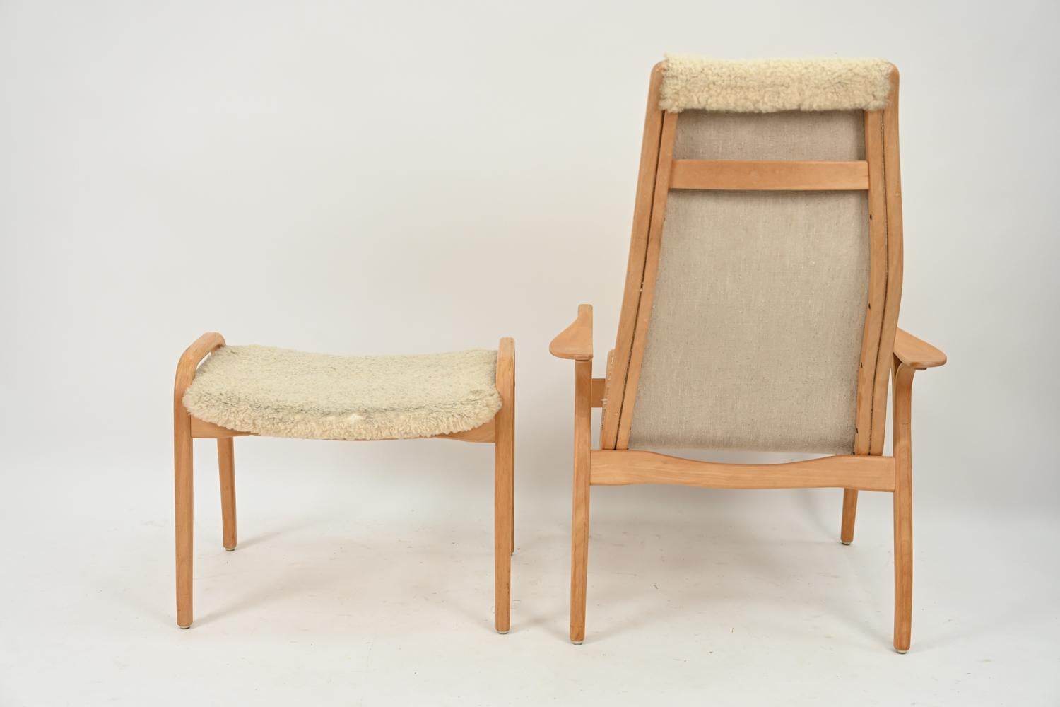 Yngve Ekstrom Lamino Lounge Chair & Ottoman in Sheepskin 1