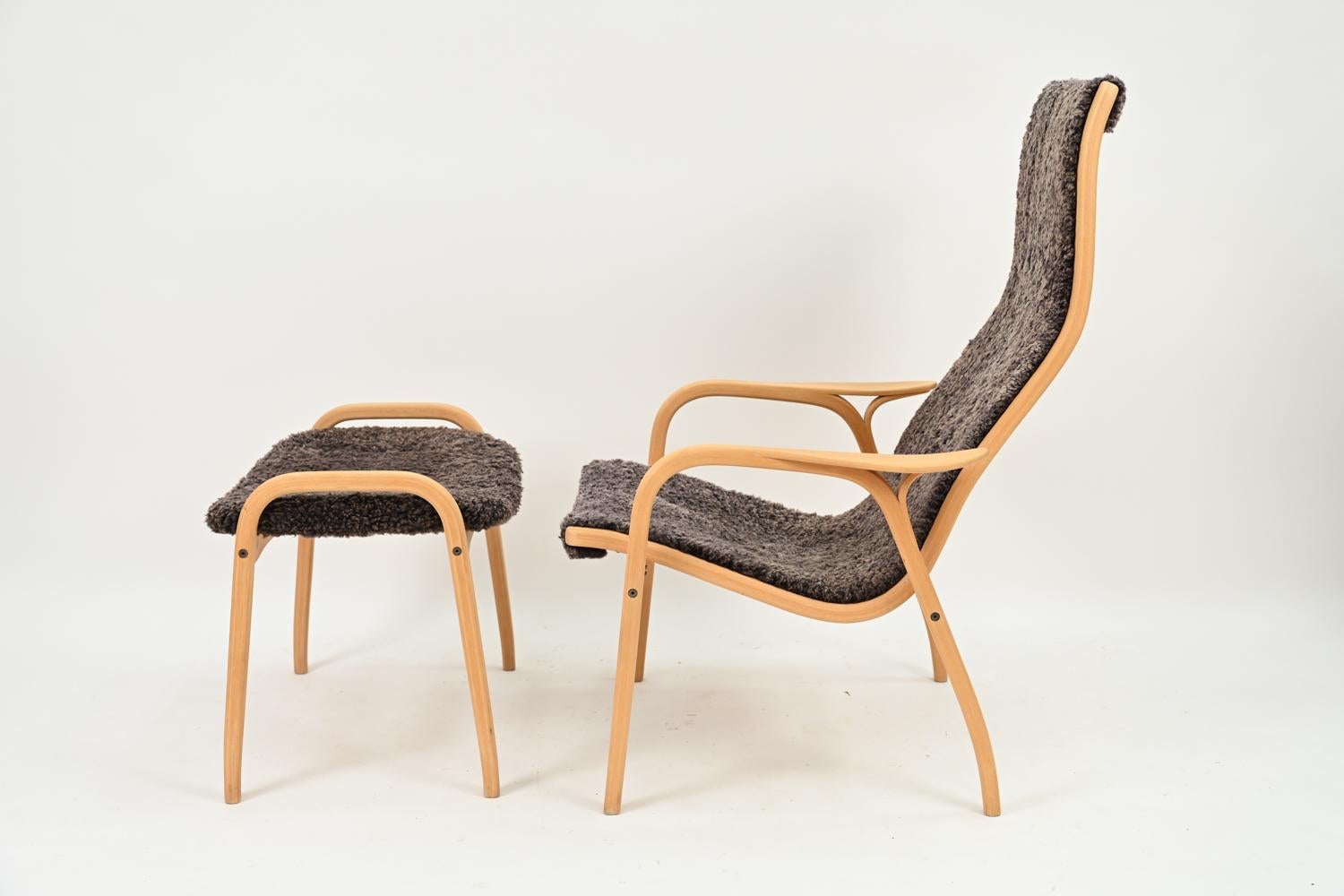 Yngve Ekstrom Lamino Lounge Chair & Ottoman in Sheepskin 1