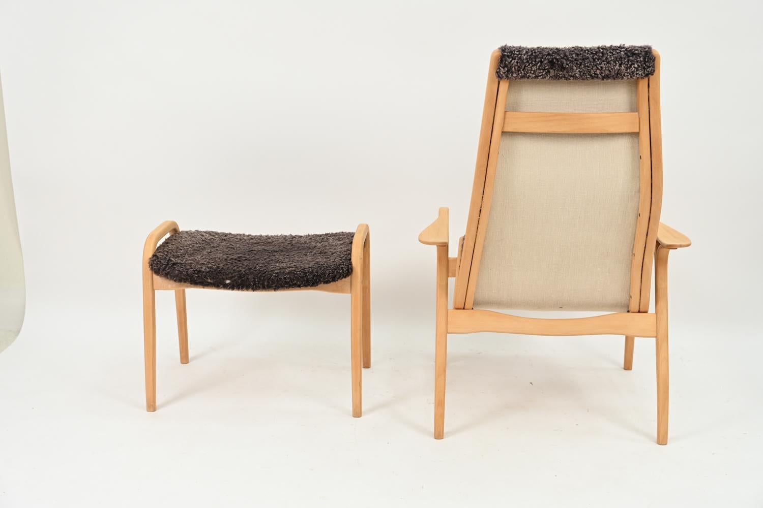 Yngve Ekstrom Lamino Lounge Chair & Ottoman in Sheepskin 2