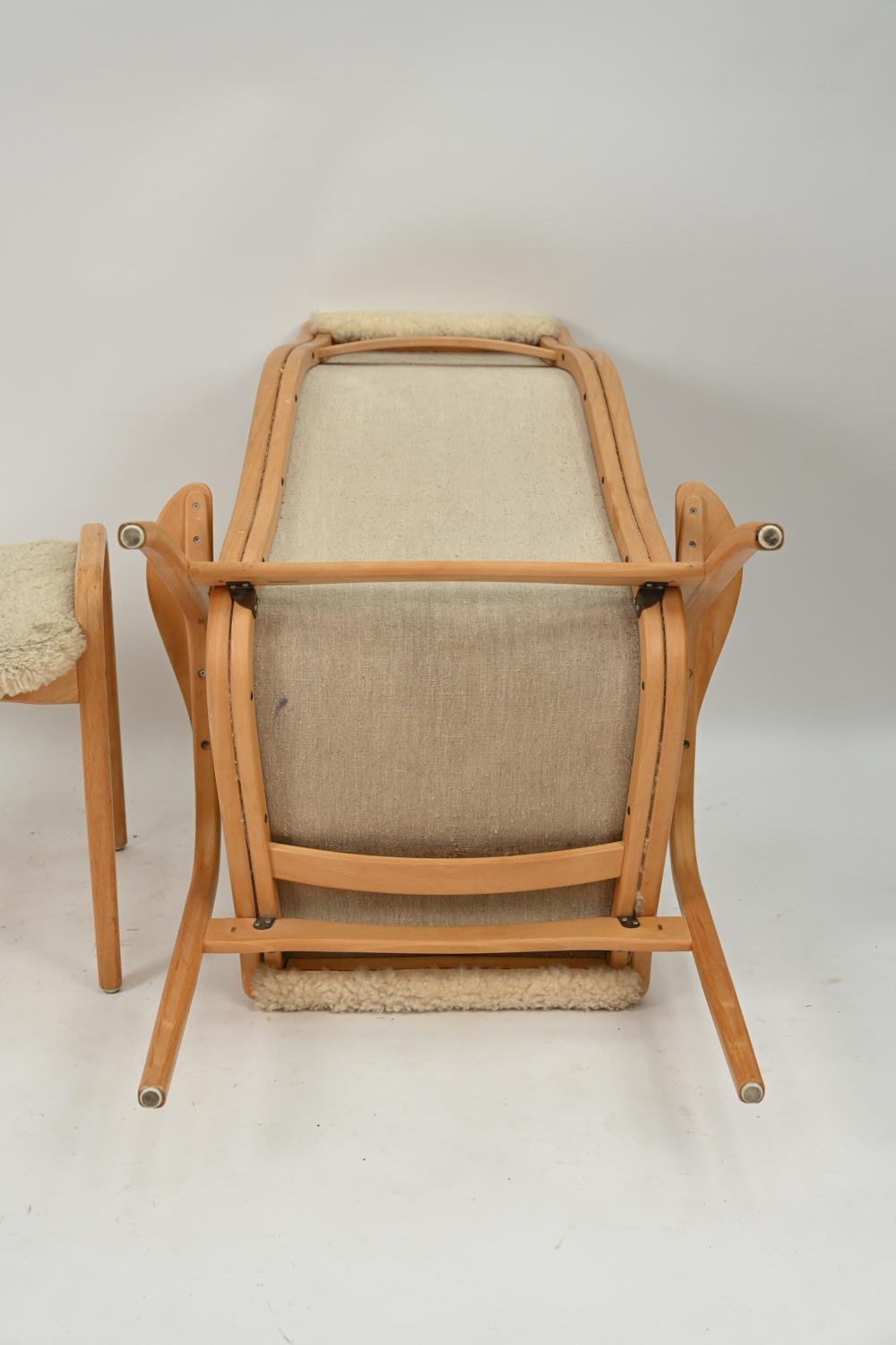 Yngve Ekstrom Lamino Lounge Chair & Ottoman in Sheepskin 3