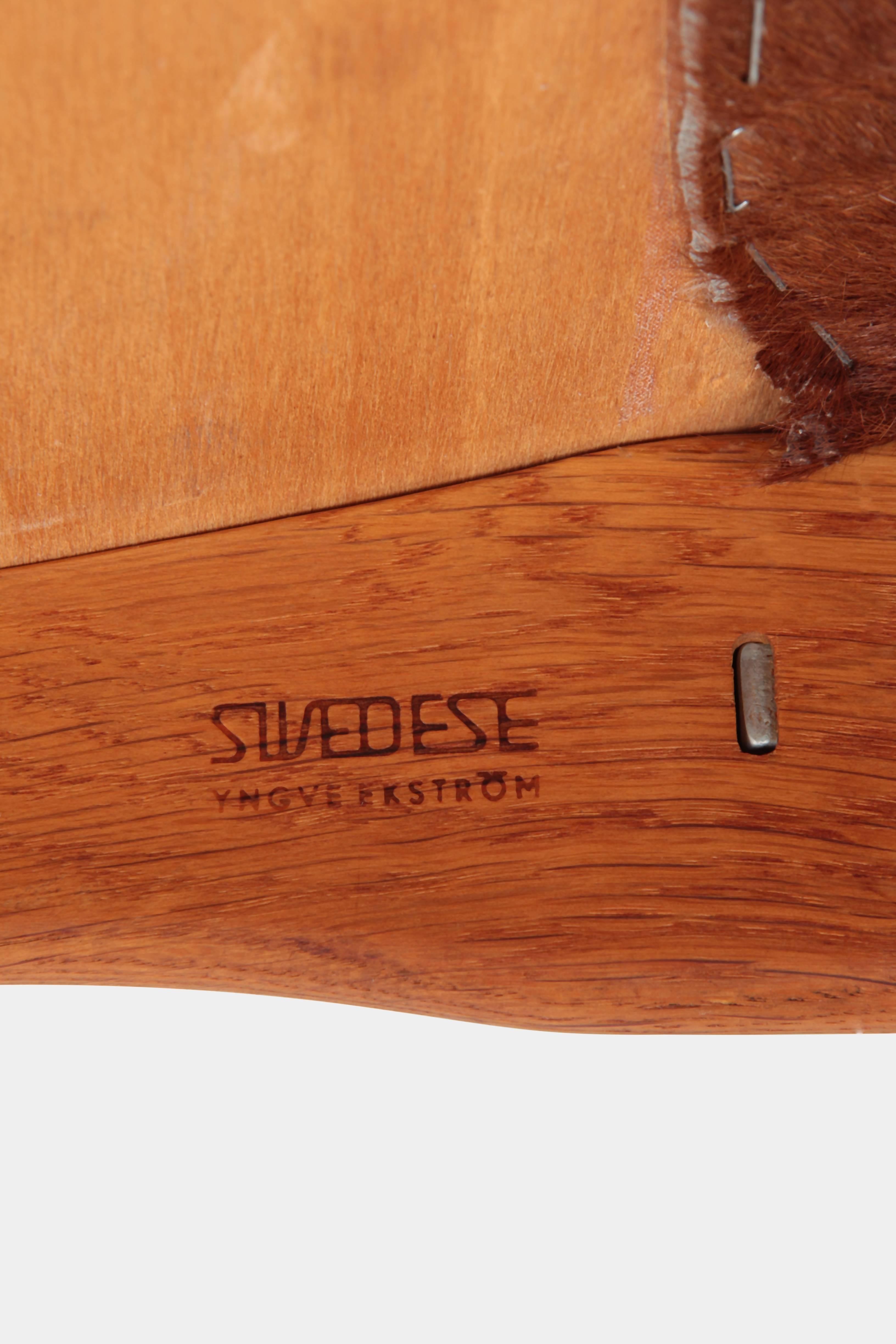 Yngve Ekström “Lamino” Lounge Chairs and Ottoman, Swedese, 1950s For Sale 11