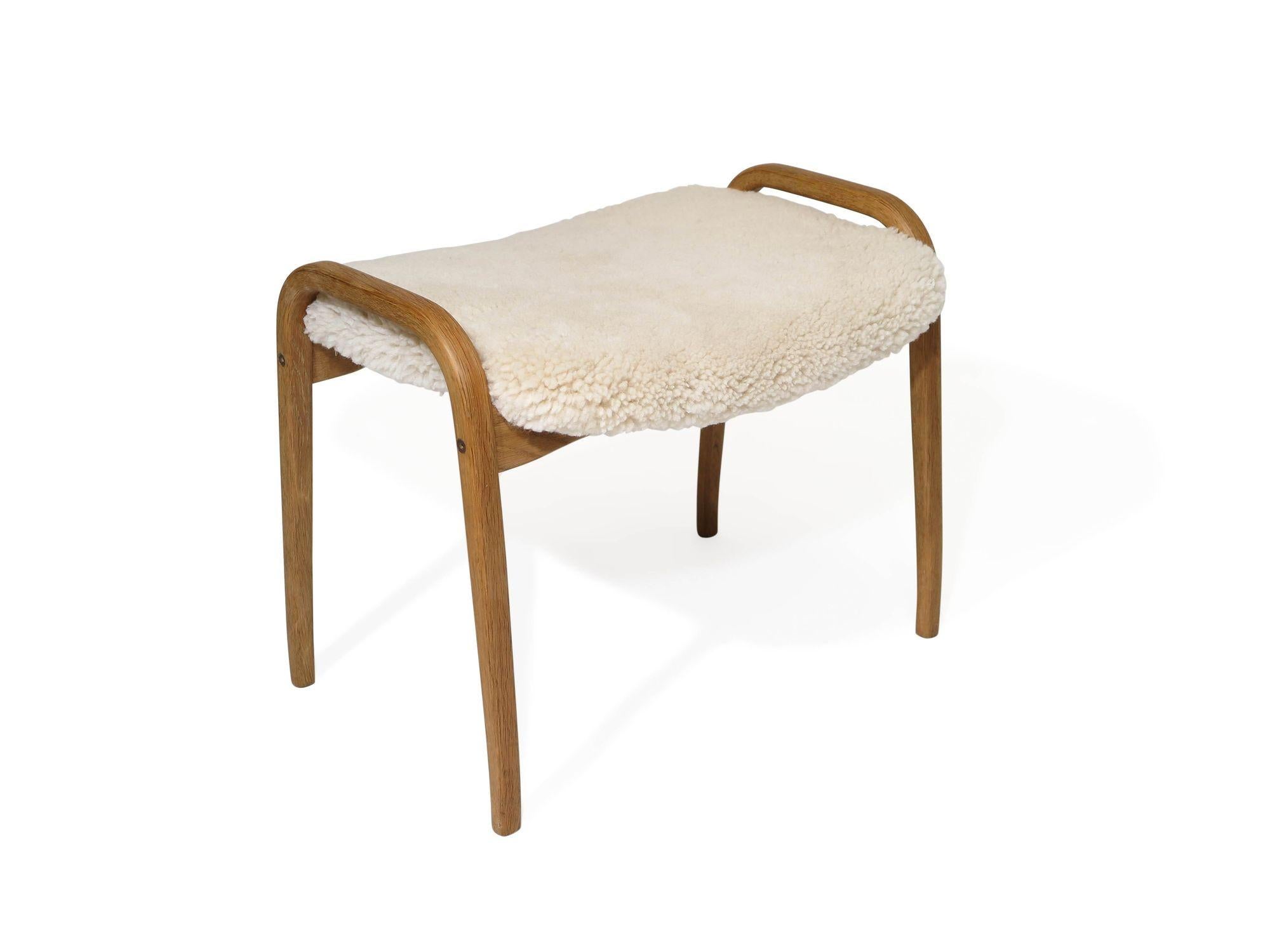 Oiled Yngve Ekström Lamino Ottoman in Sheepskin