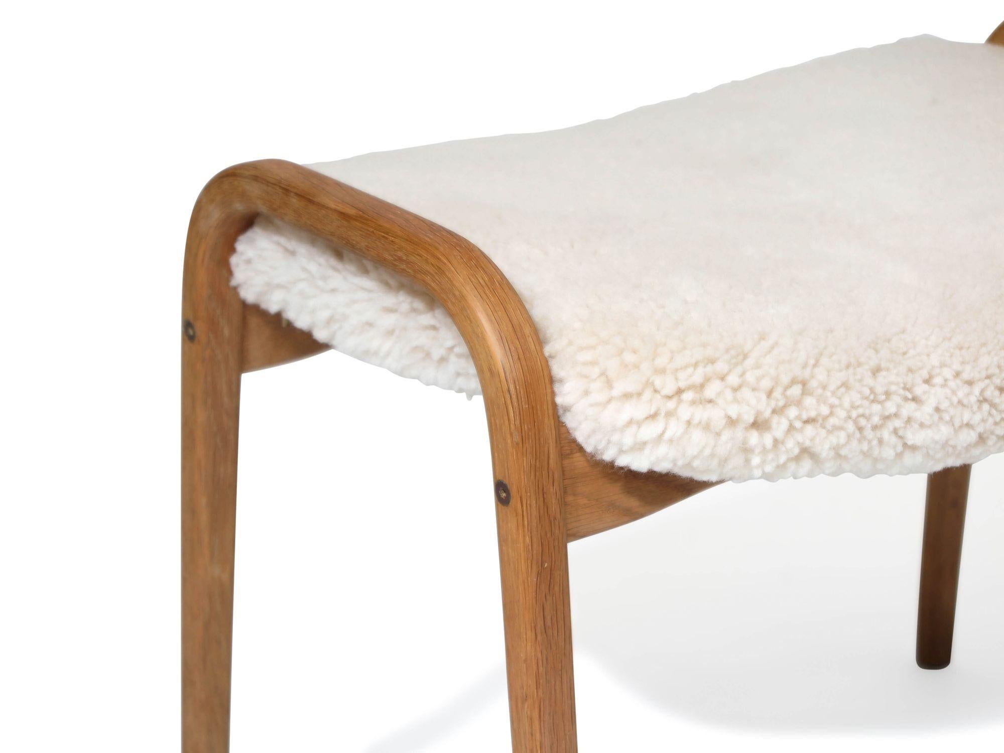 Yngve Ekström Lamino Ottoman in Sheepskin In Excellent Condition In Oakland, CA