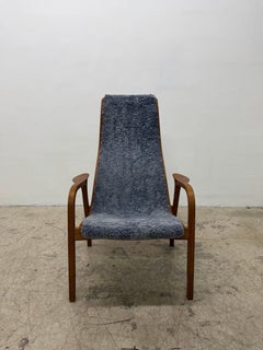 Yngve Ekström Lamino Sheepskin On Oiled Oak Frame Armchair for Swedese