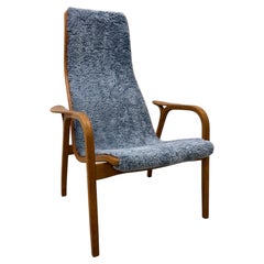 Yngve Ekström Lamino Sheepskin On Oiled Oak Frame Armchair for Swedese