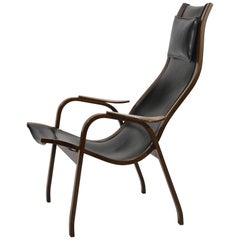 Yngve Ekström Leather Kurva Lounge Chair