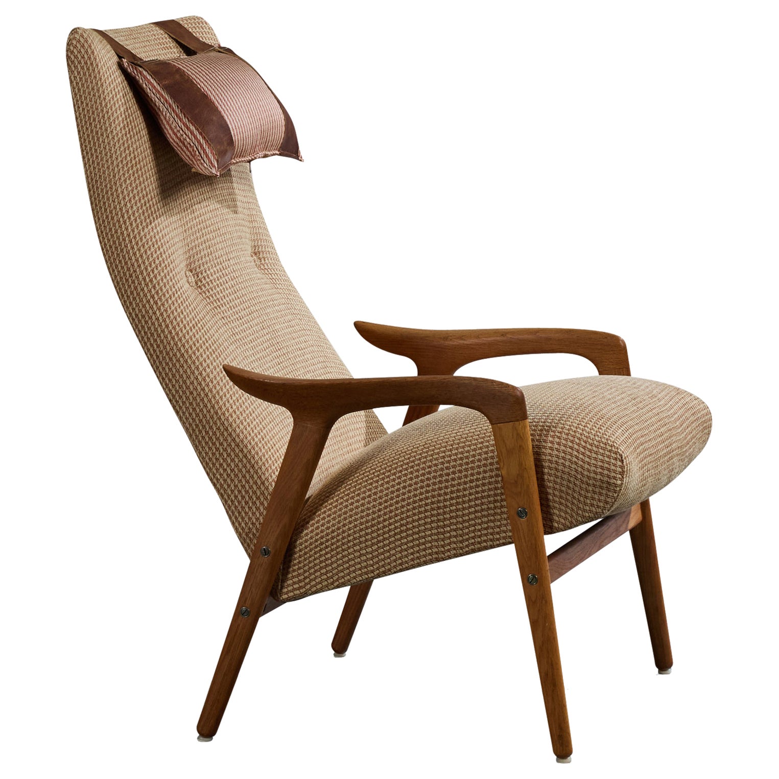Yngve Ekström, Lounge Chair, Oak, Fabric, Sweden, 1960s