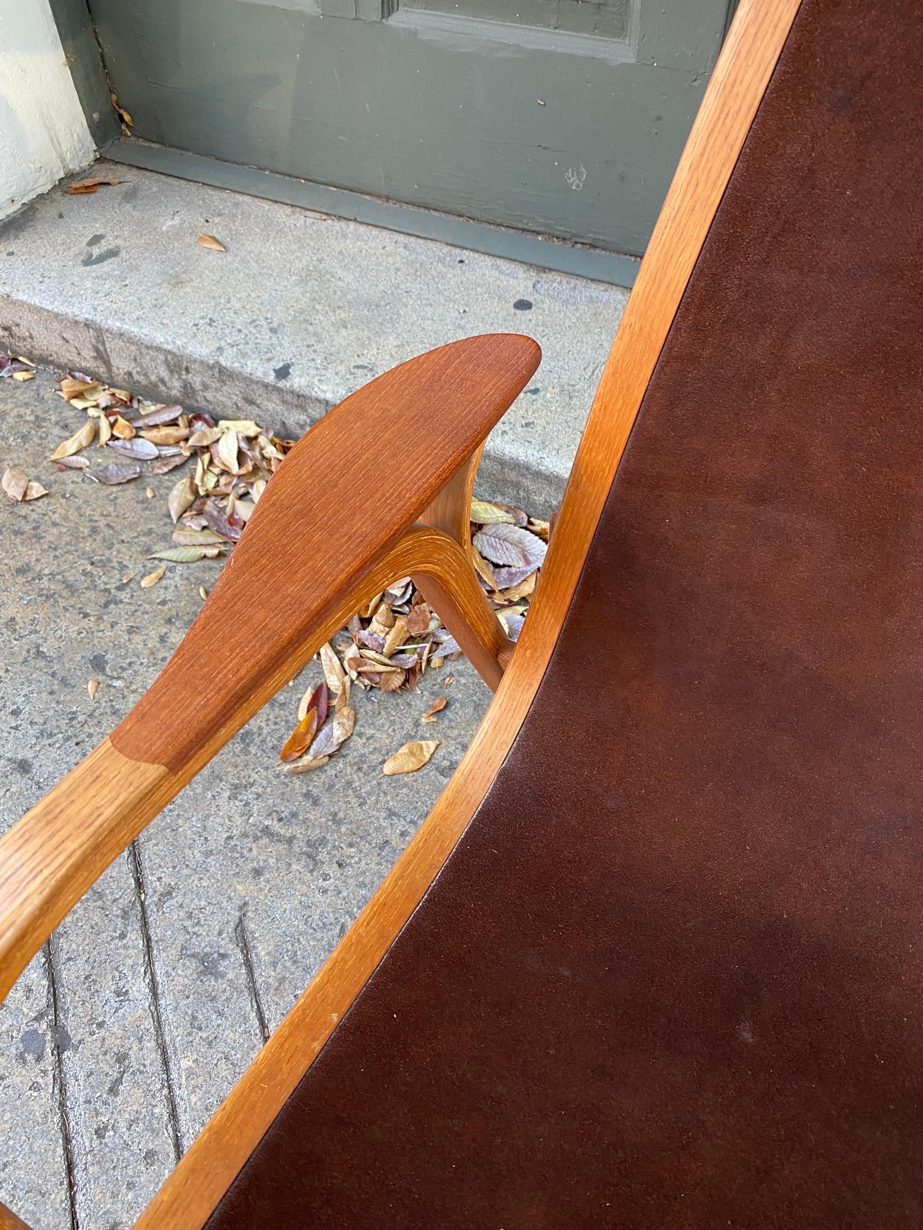 Yngve Ekstrom Lounge Chair with Brown Leather by Swedese For Sale 1