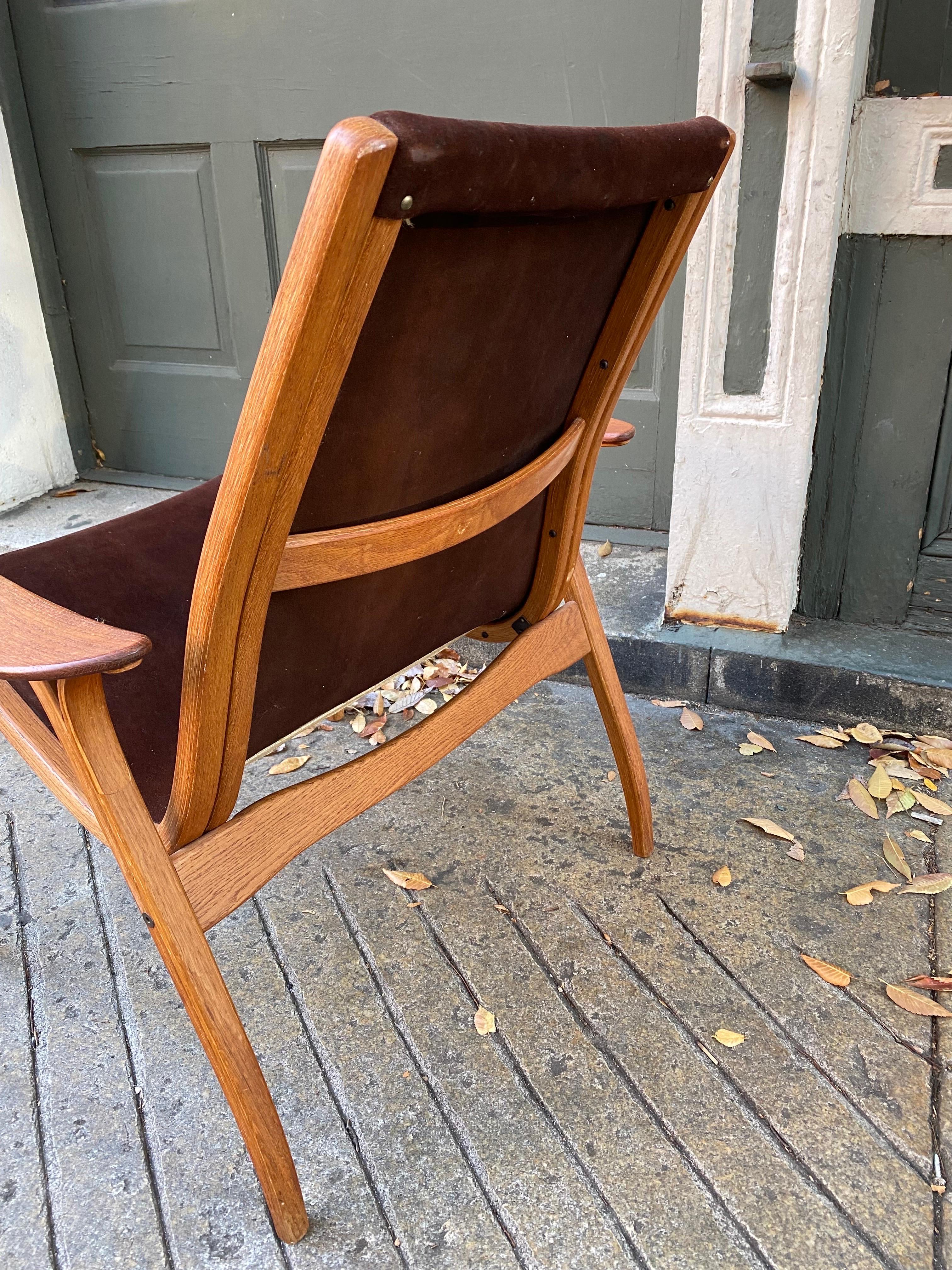 Swedish Yngve Ekstrom Lounge Chair with Brown Leather by Swedese For Sale