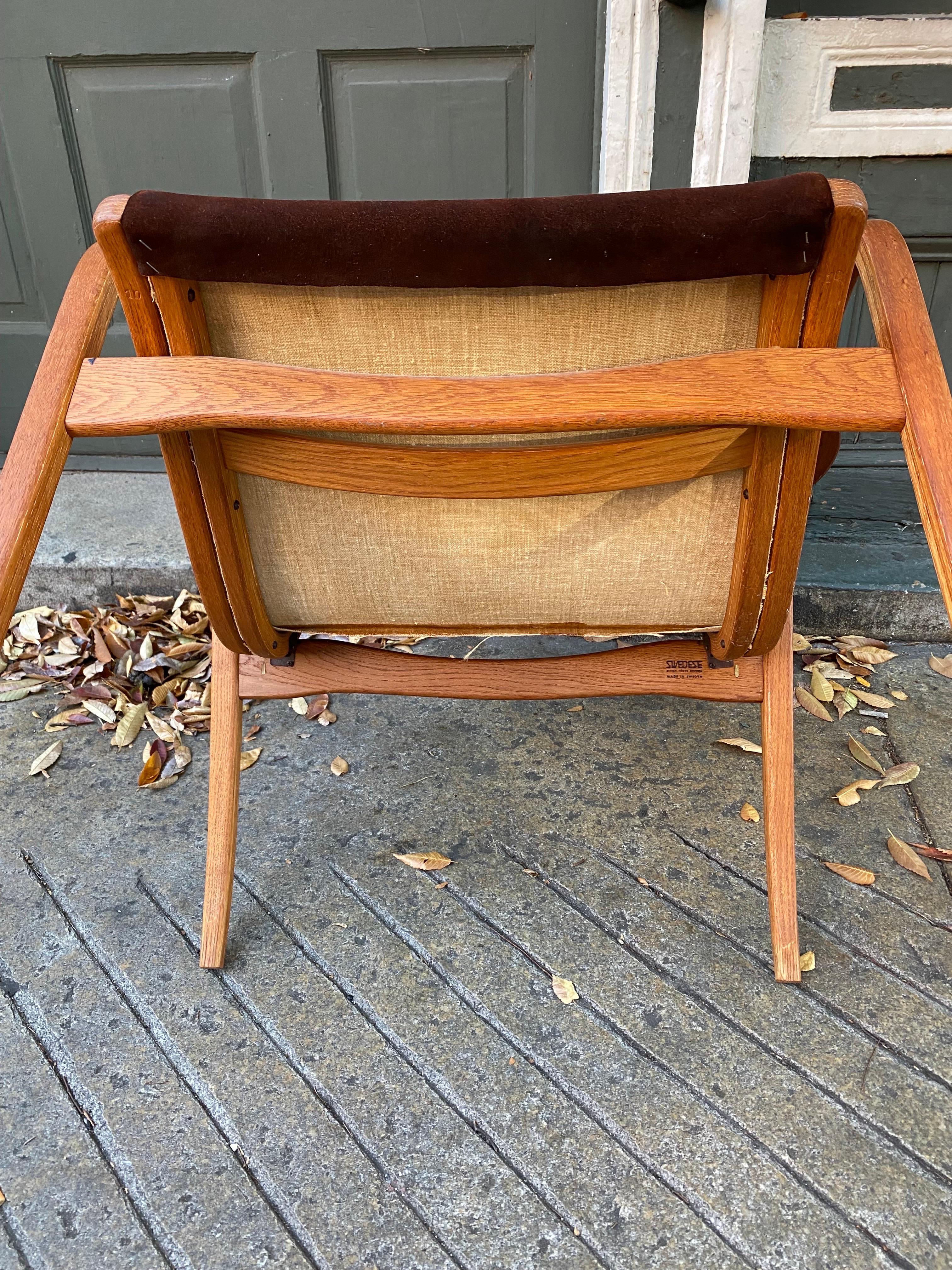 Chaise longue Yngve Ekstrom en cuir brun par Swedese en vente 2