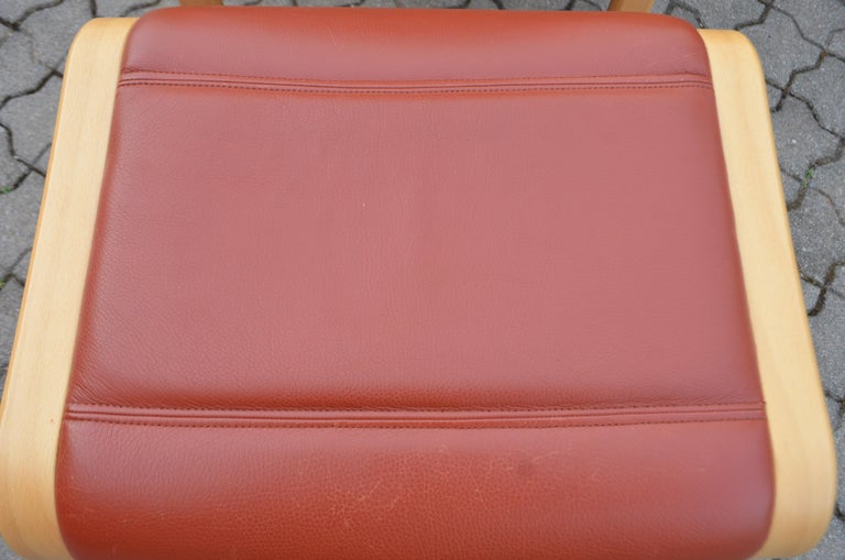 Yngve Ekström Modell Melano Swedese Ox Red Leather Highback Lounge Chair Beech For Sale 3