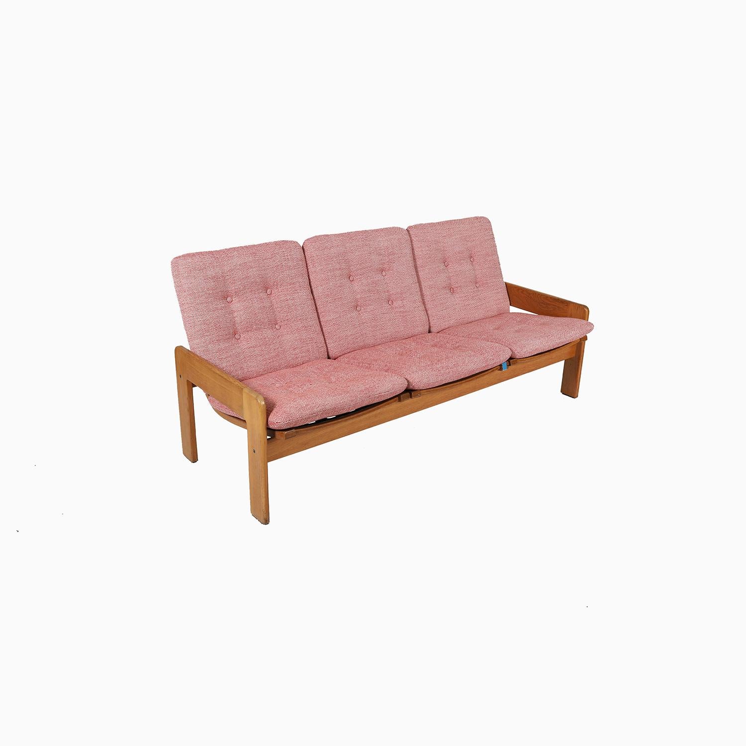 Scandinavian Modern Yngve Ekstrom Oak Three Seat Sofa For Sale