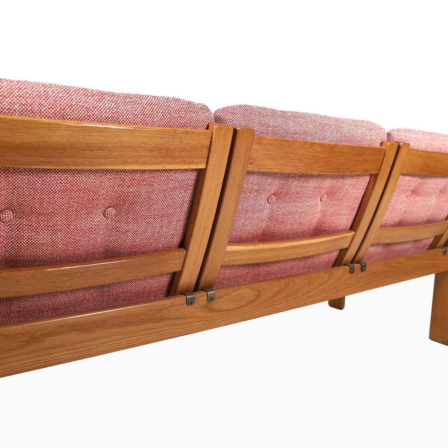 Upholstery Yngve Ekstrom Oak Three Seat Sofa For Sale