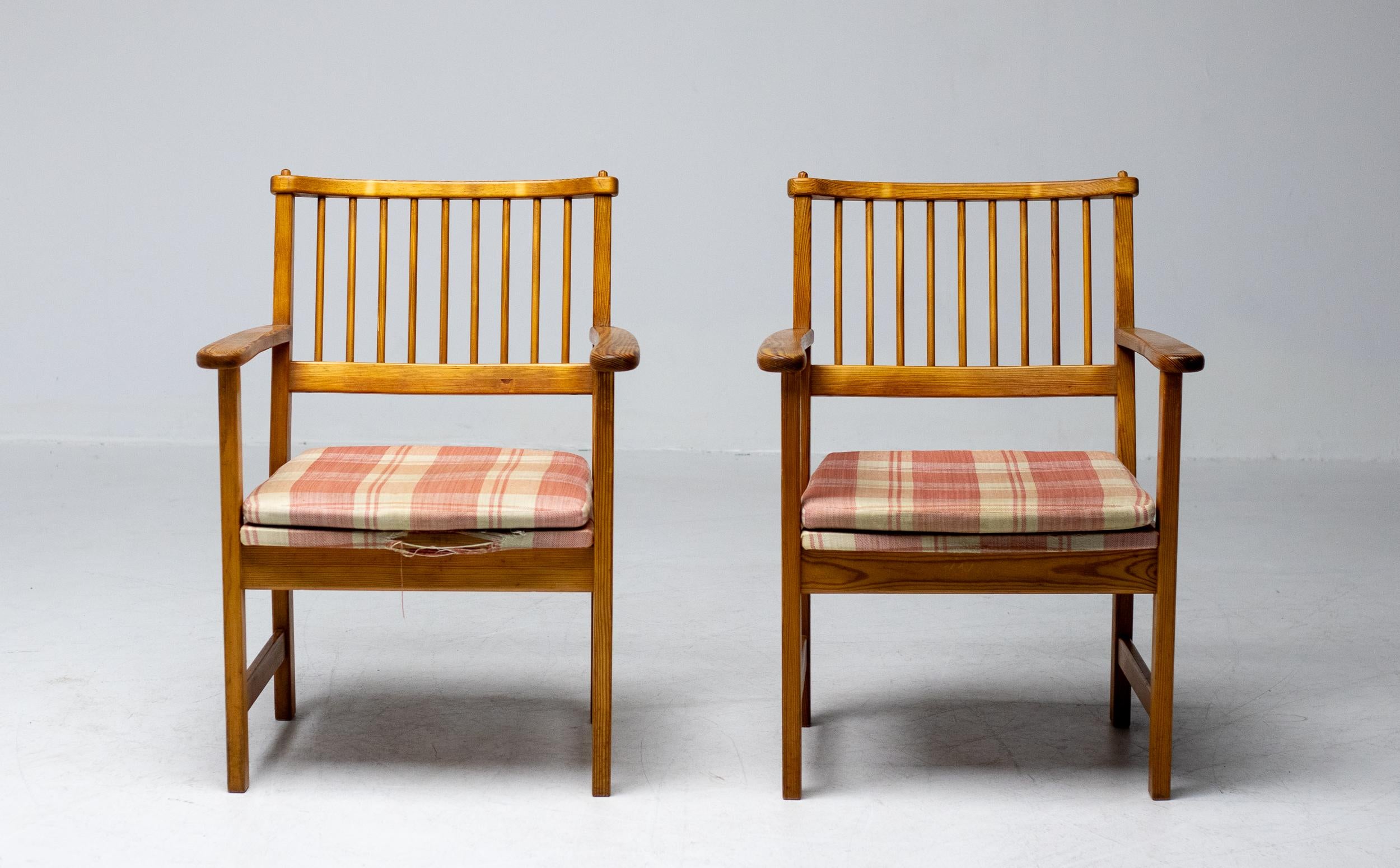 Swedish Yngve Ekström Oregon Pine Easy Chairs for Swedese, Sweden, 1950s For Sale