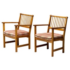 Yngve Ekström Oregon Pine Easy Chairs for Swedese, Sweden, 1950s
