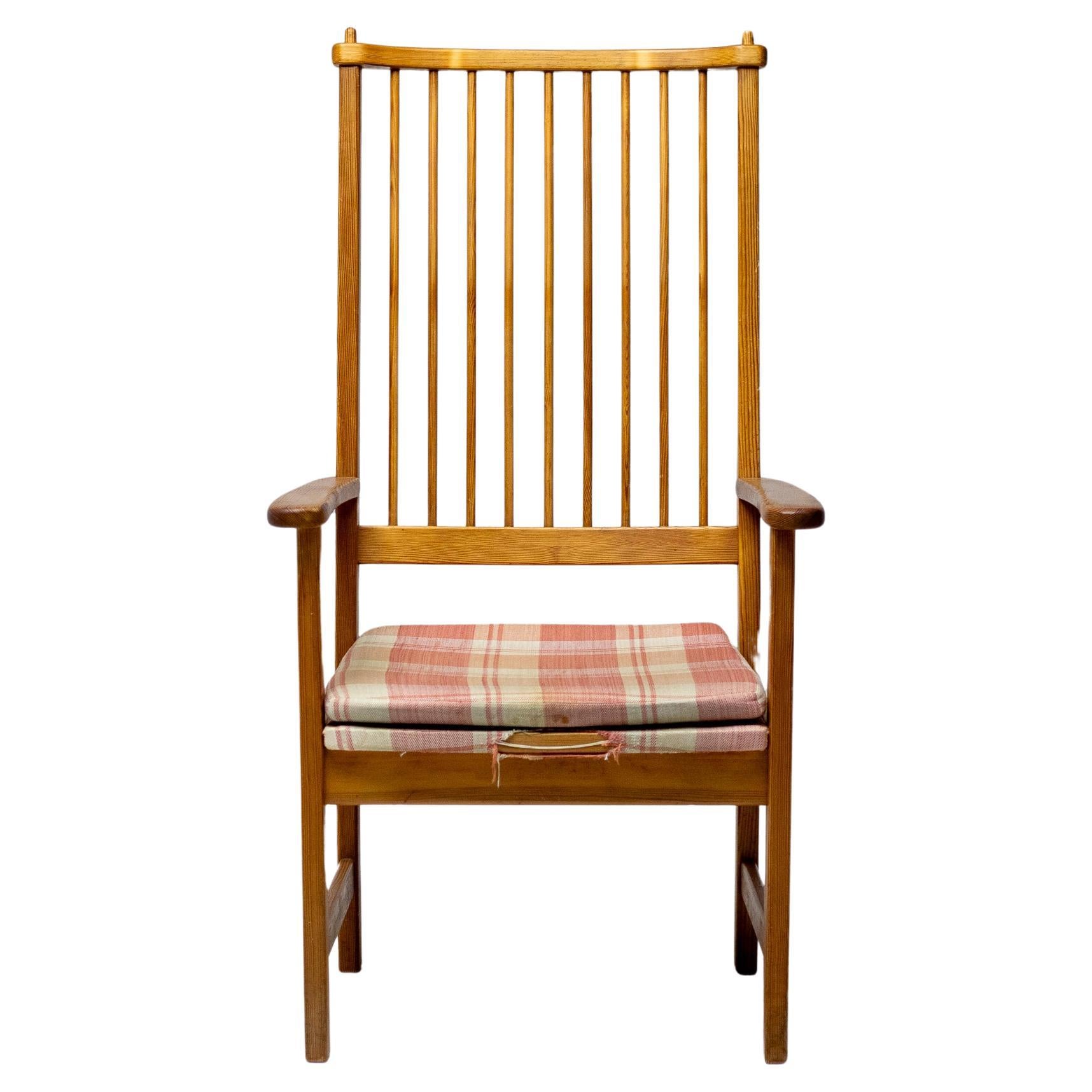 Yngve Ekström Oregon Pine High Back Arm Chair für Swedese, Schweden, 1950er Jahre