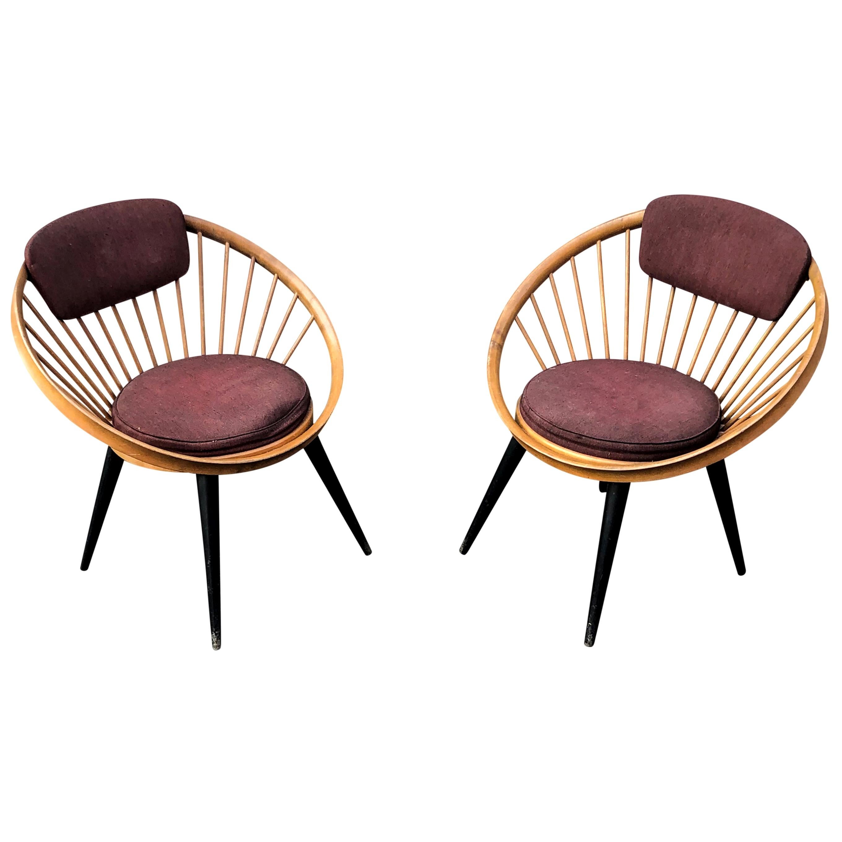 Yngve Ekstrom Pair of Circle Lounge Chairs with Backrest for Swedese, 1960 For Sale