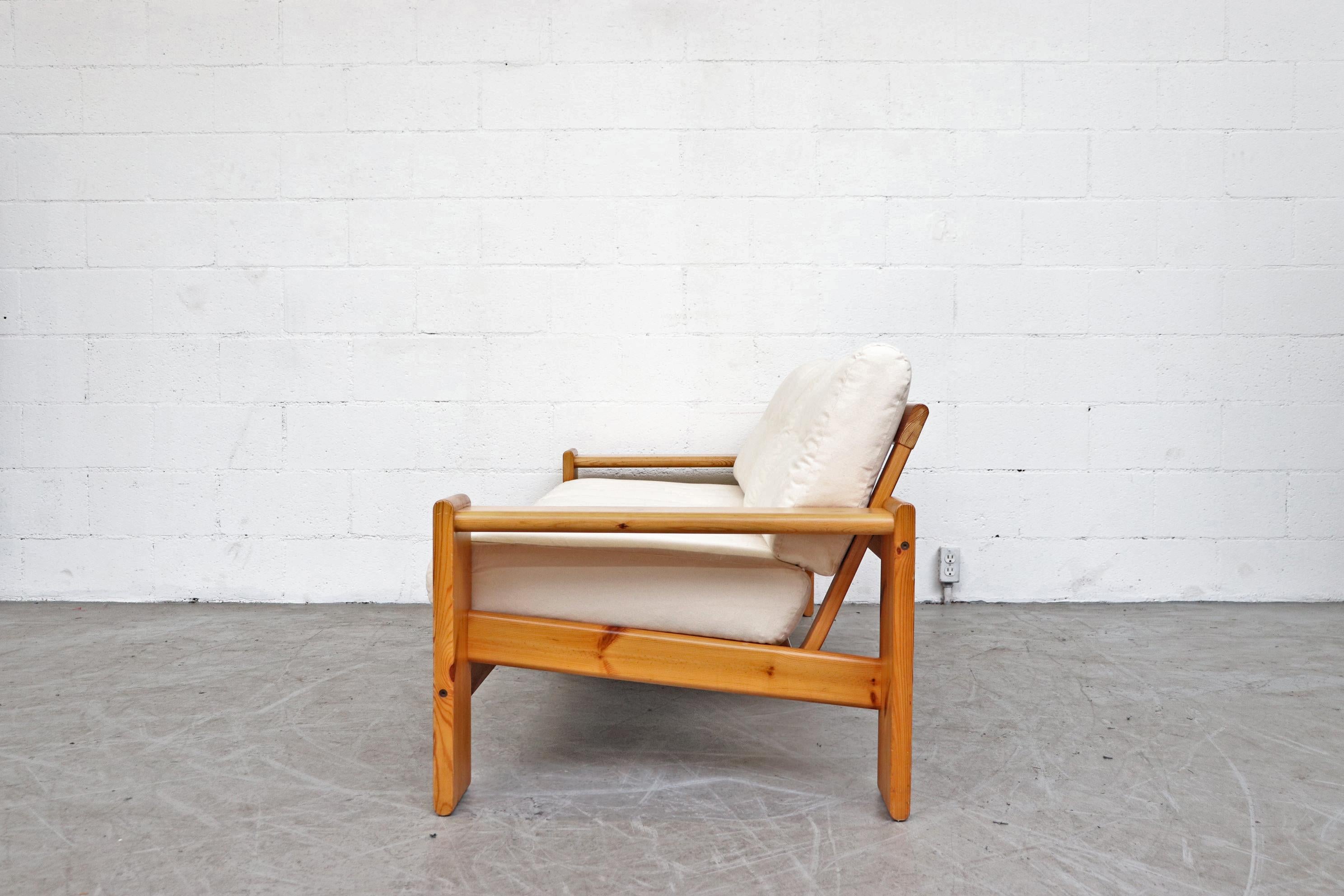 Swedish Yngve Ekström Pine and Canvas 3-Seat Sofa