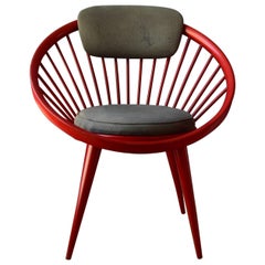 Yngve Ekström Red Circle Chair for Swedese, 1960s, Swedese Sweden