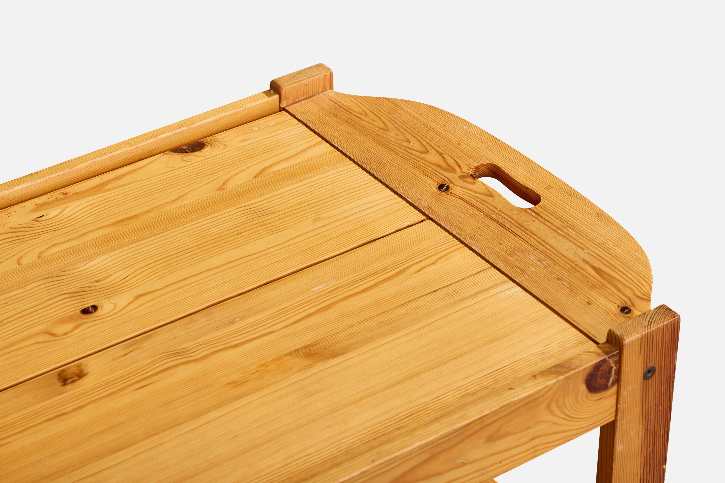 Yngve Ekström, Serving Cart, Pine, Sweden, 1970s For Sale 4