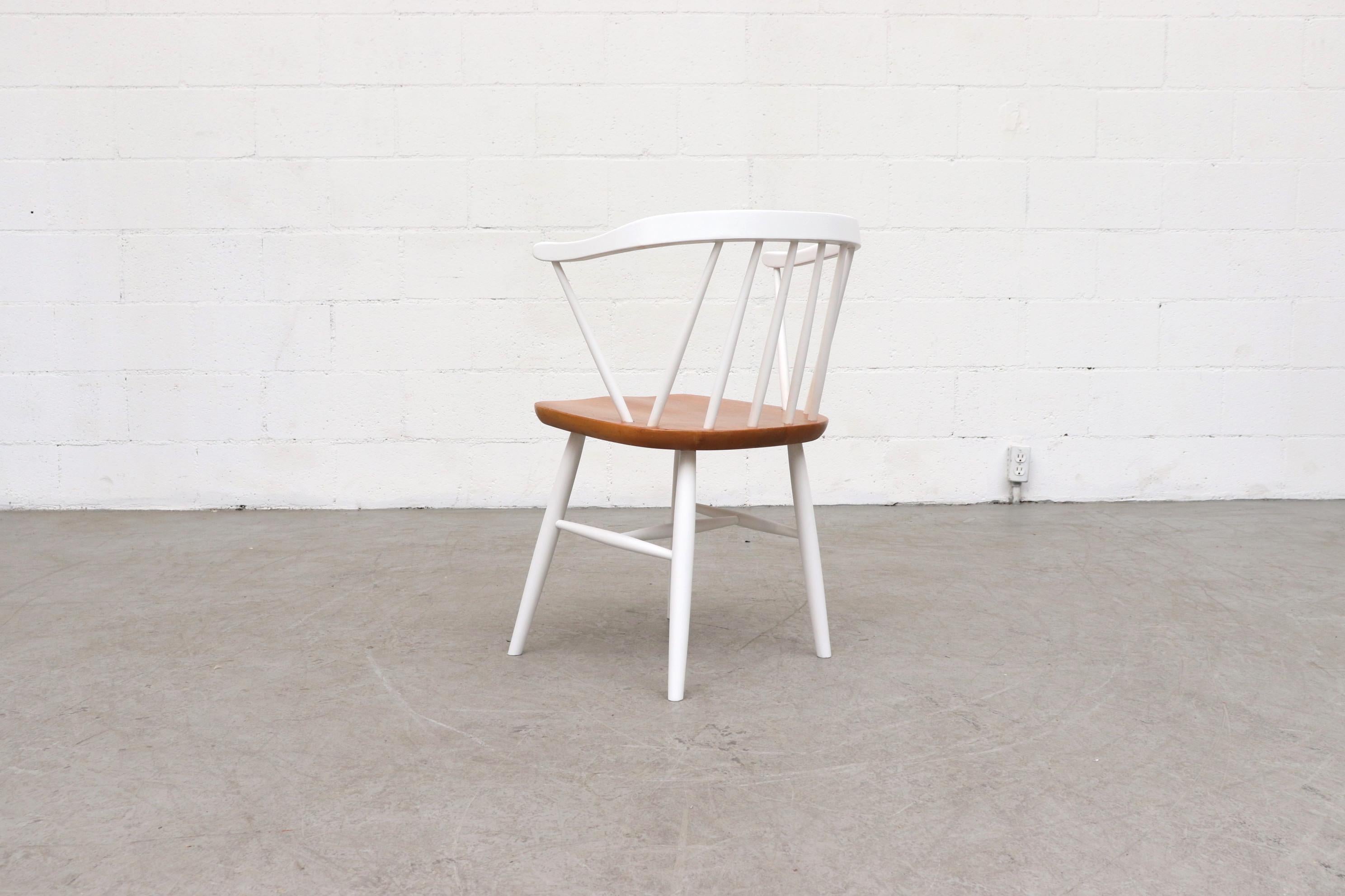 Mid-Century Modern Yngve Ekstrom Style White Spindle Back Chair
