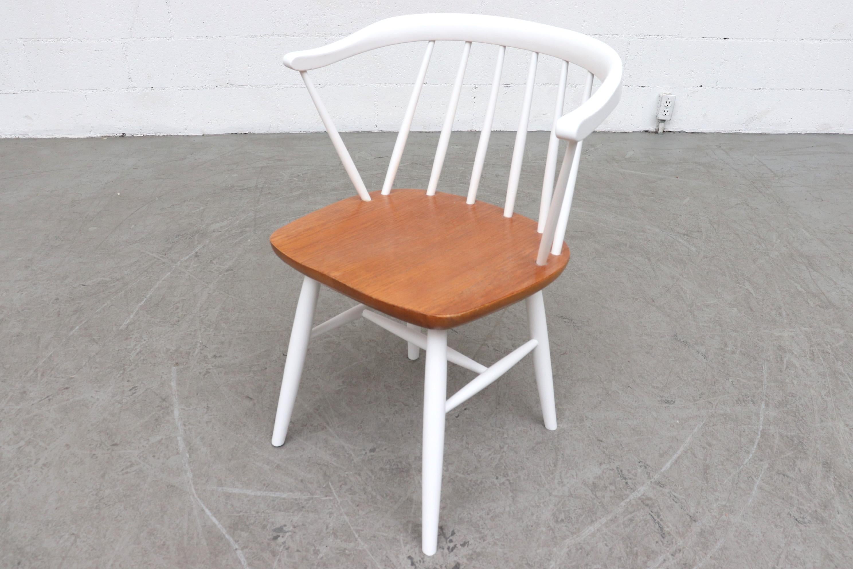 Lacquered Yngve Ekstrom Style White Spindle Back Chair