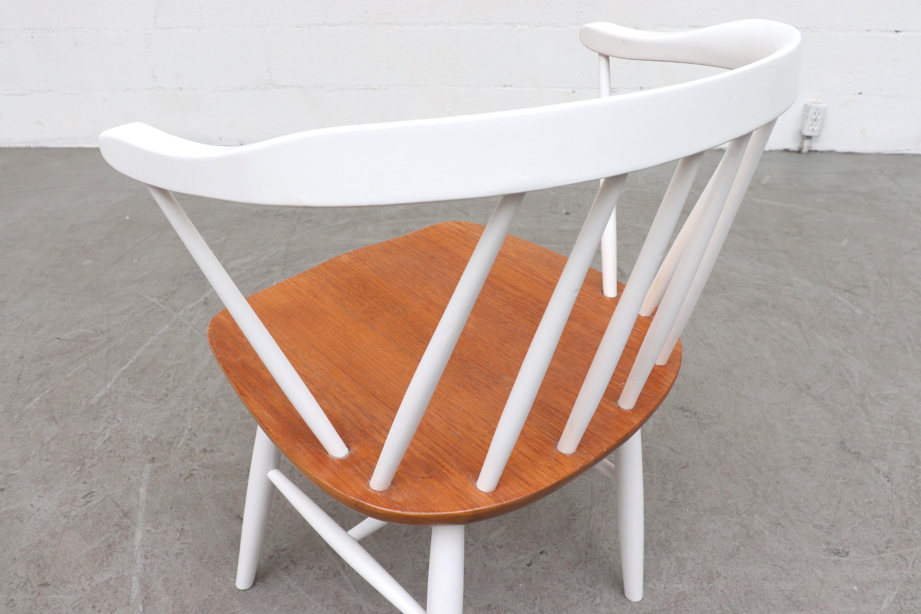 Late 20th Century Yngve Ekstrom Style White Spindle Back Chair