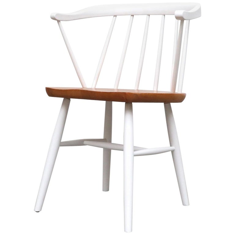Yngve Ekstrom Style White Spindle Back Chair at 1stDibs