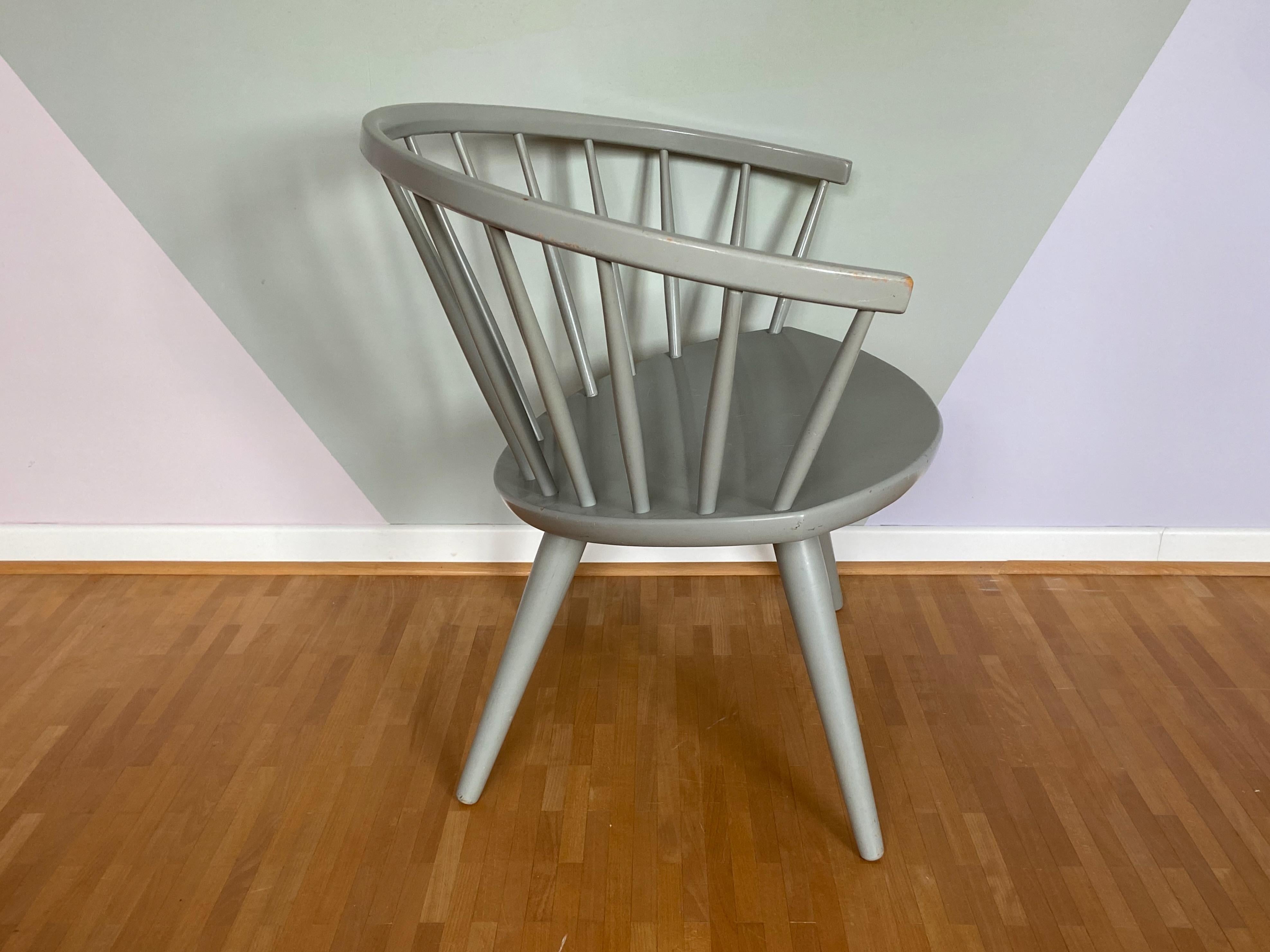 Yngve Ekström Vintage Arka Chair Orig, Grey Lacquer 1950s Stolfabriks Ab Sweden In Good Condition In Krefeld, DE