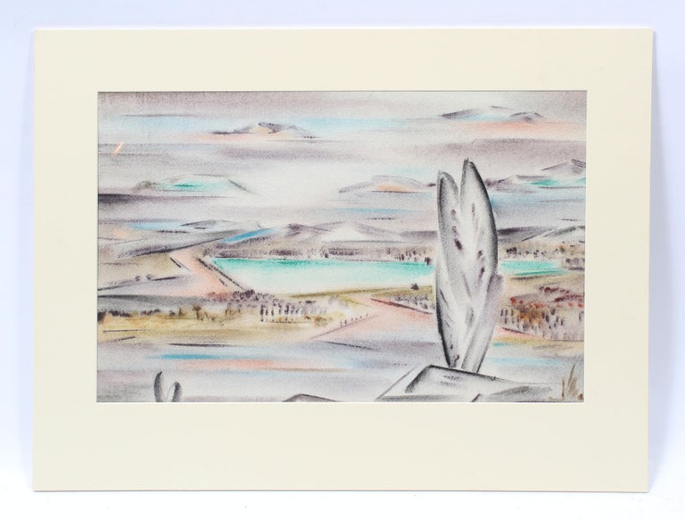 Yngve Olsen Landscape Painting - Antique American Modernist Abstract Landscape Signed Original Western Painting