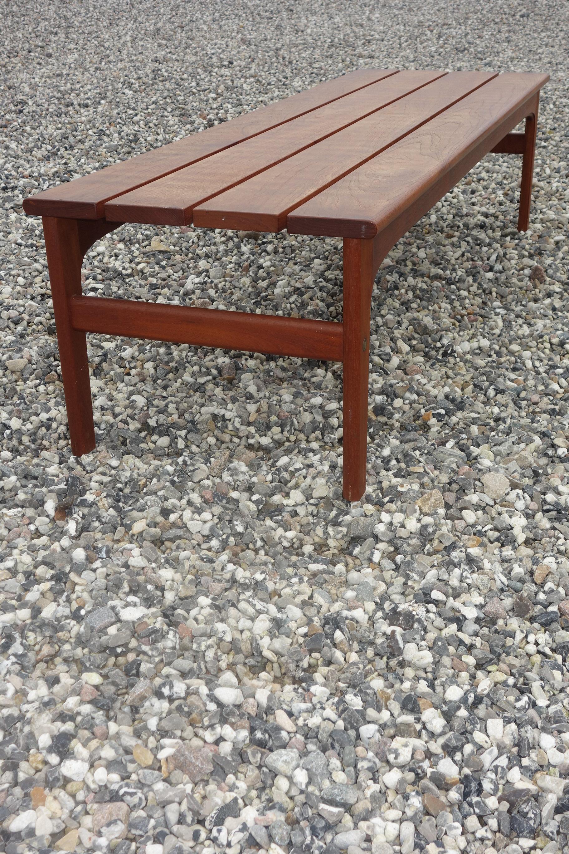 Yngve Sandström bench in solid teak made in Sweden by Seffle Möbelfabrik. Very solid and high quality bench.