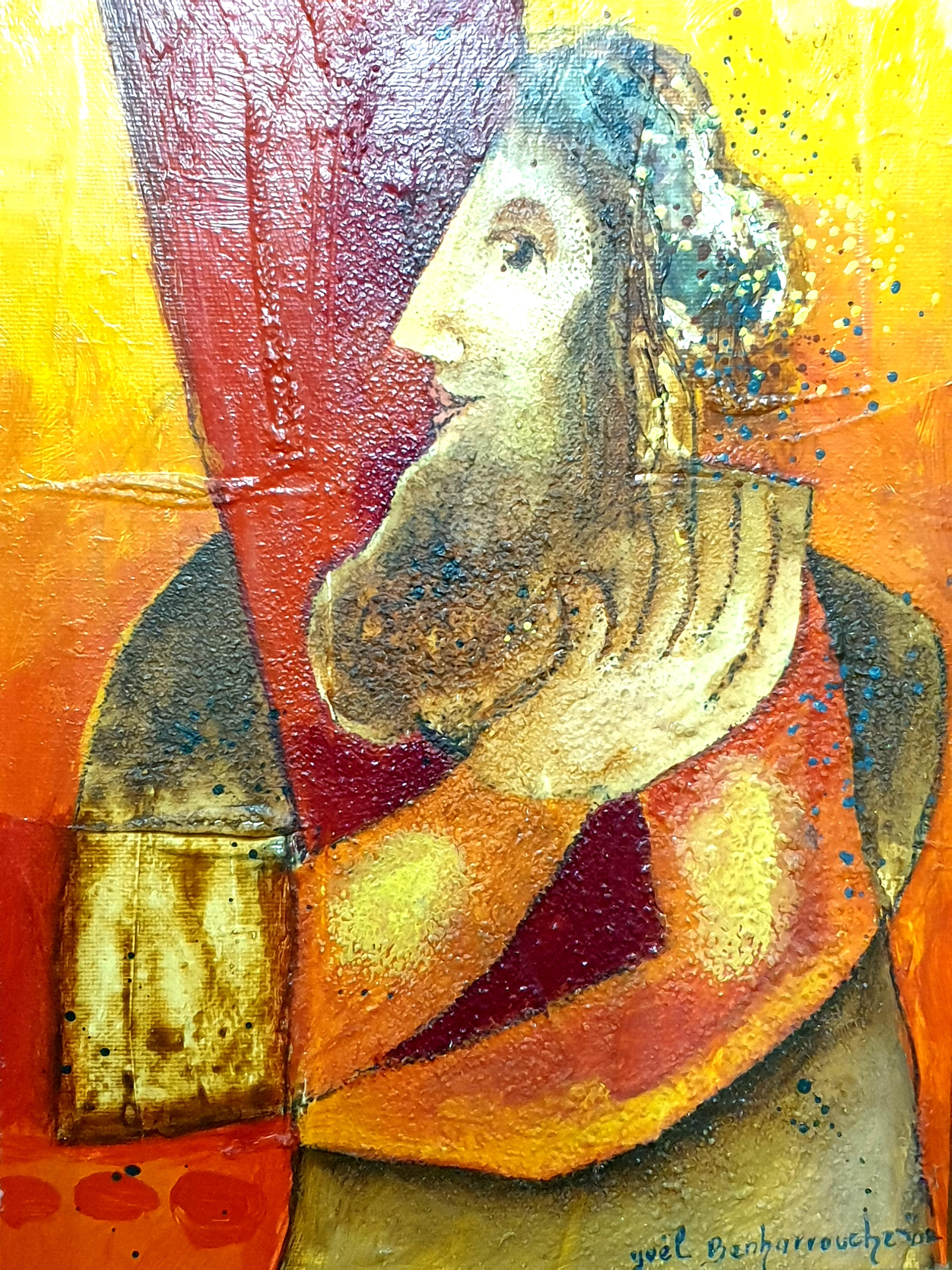 Yoel Benharrouche 
Olio su tela
Titolo: Il saggio del tempo 
Dimensioni: 33 x 24 cm
Dimensioni della cornice: 73 x 63 cm
Firmato


"Lo spirito deve incontrarsi con la materia.  Devono intrecciarsi come le maglie di una rete, come una tela, una trama