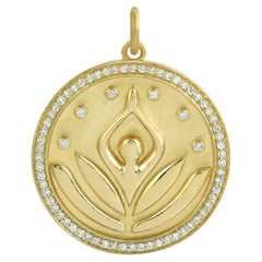 Yoga Charm Pendant With Diamonds Made In 14k Yellow Gold