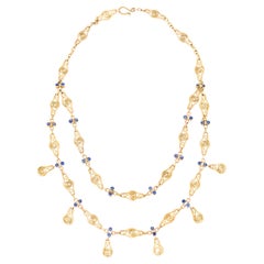Yogo Sapphire And Gold Necklace By Louis Comfort Tiffany