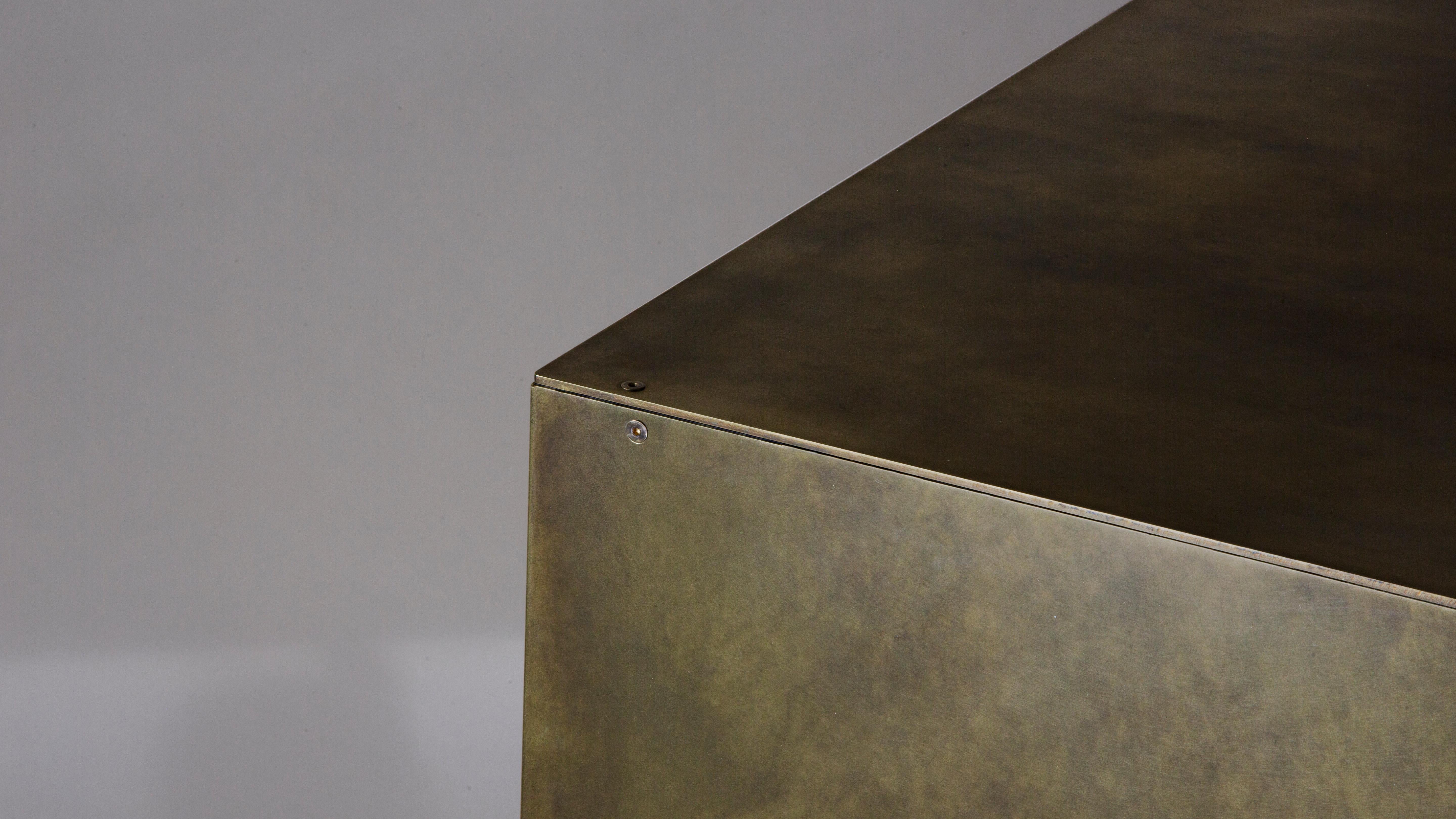 British Yohan Wheeled Storage Cabinet — Patinated Brass — Made in Britain For Sale