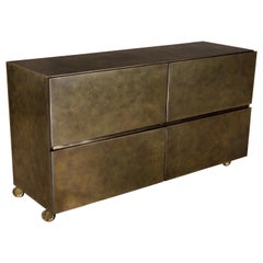 Yohan Wheeled Storage Cabinet — Patinated Brass — Made in Britain