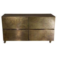 Yohan Wheeled Storage Cabinet — Patinated Brass — Made in Britain