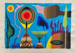 German Israeli Artist Abstract Colourful Lithograph
