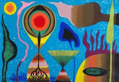 Artista alemán israelí Litografía abstracta de colores