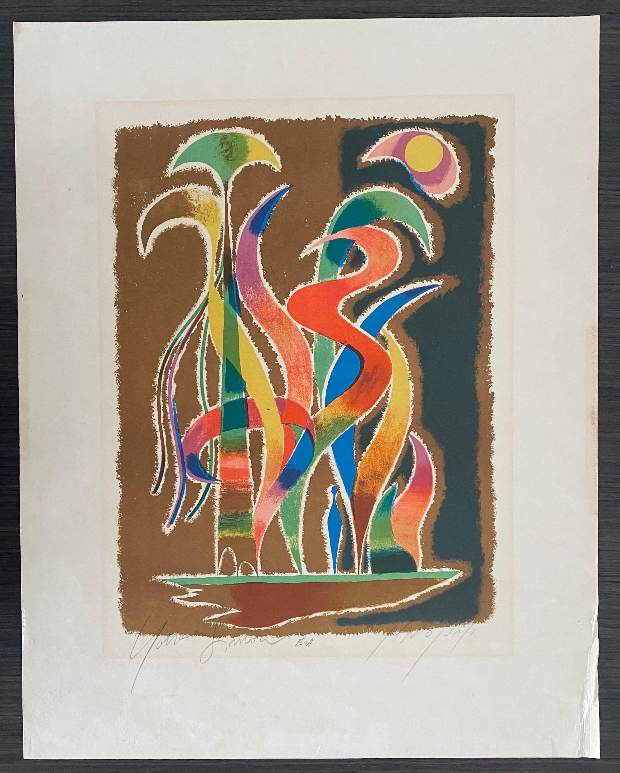 Litografia astratta dell'artista tedesco israeliano in vendita 5