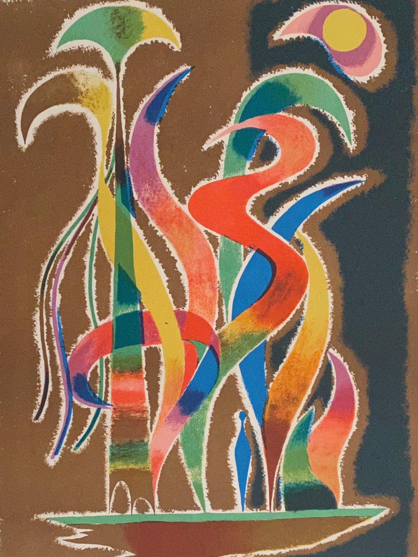 Litografia astratta dell'artista tedesco israeliano - Print Astratto di Yohanan Simon