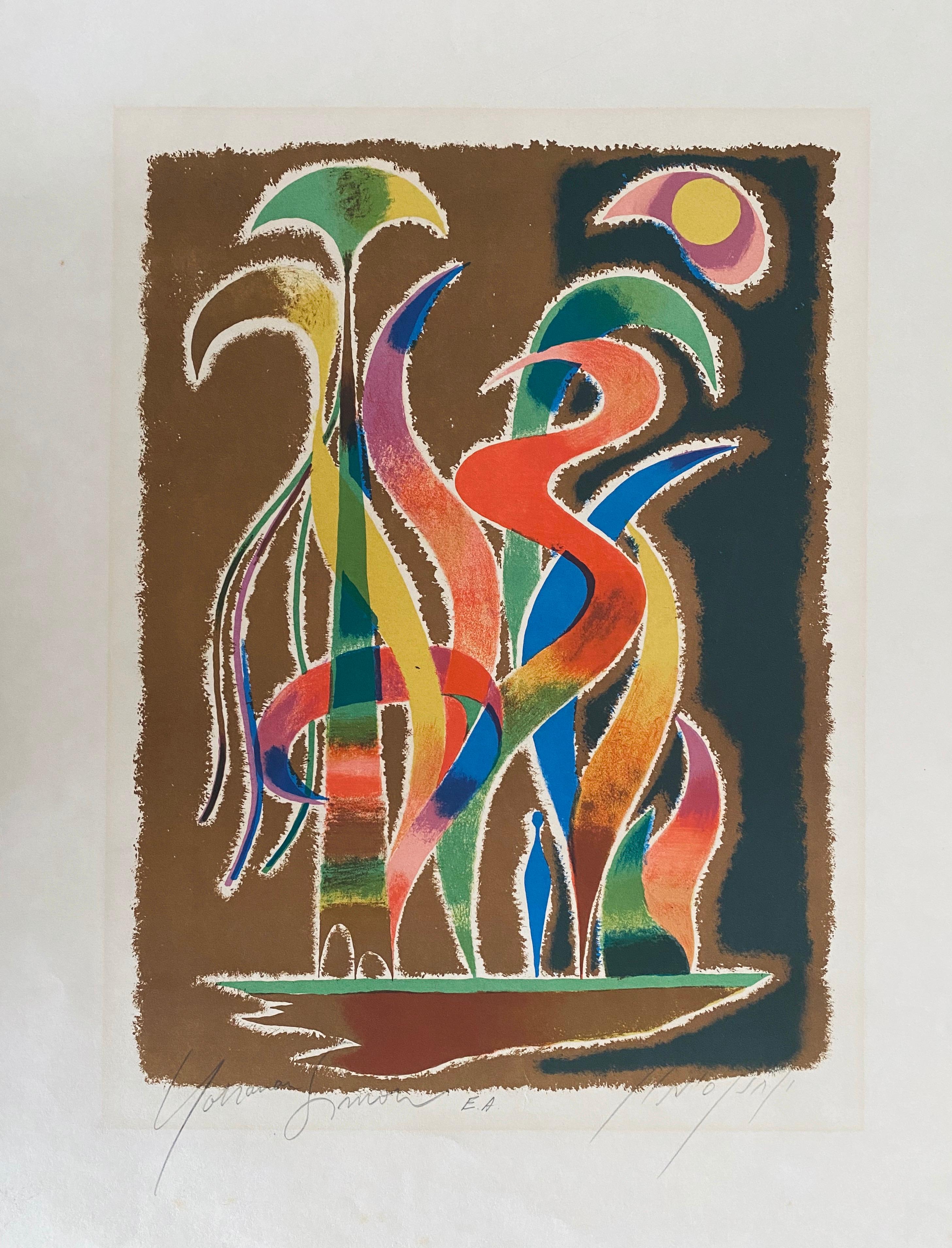 Abstract Print di Yohanan Simon - Litografia astratta dell'artista tedesco israeliano