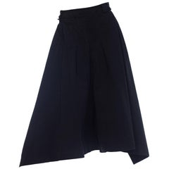 2000S YOHJI YAMAMOTO Style Black Cotton Full Pleated Japanese Wrap Pants