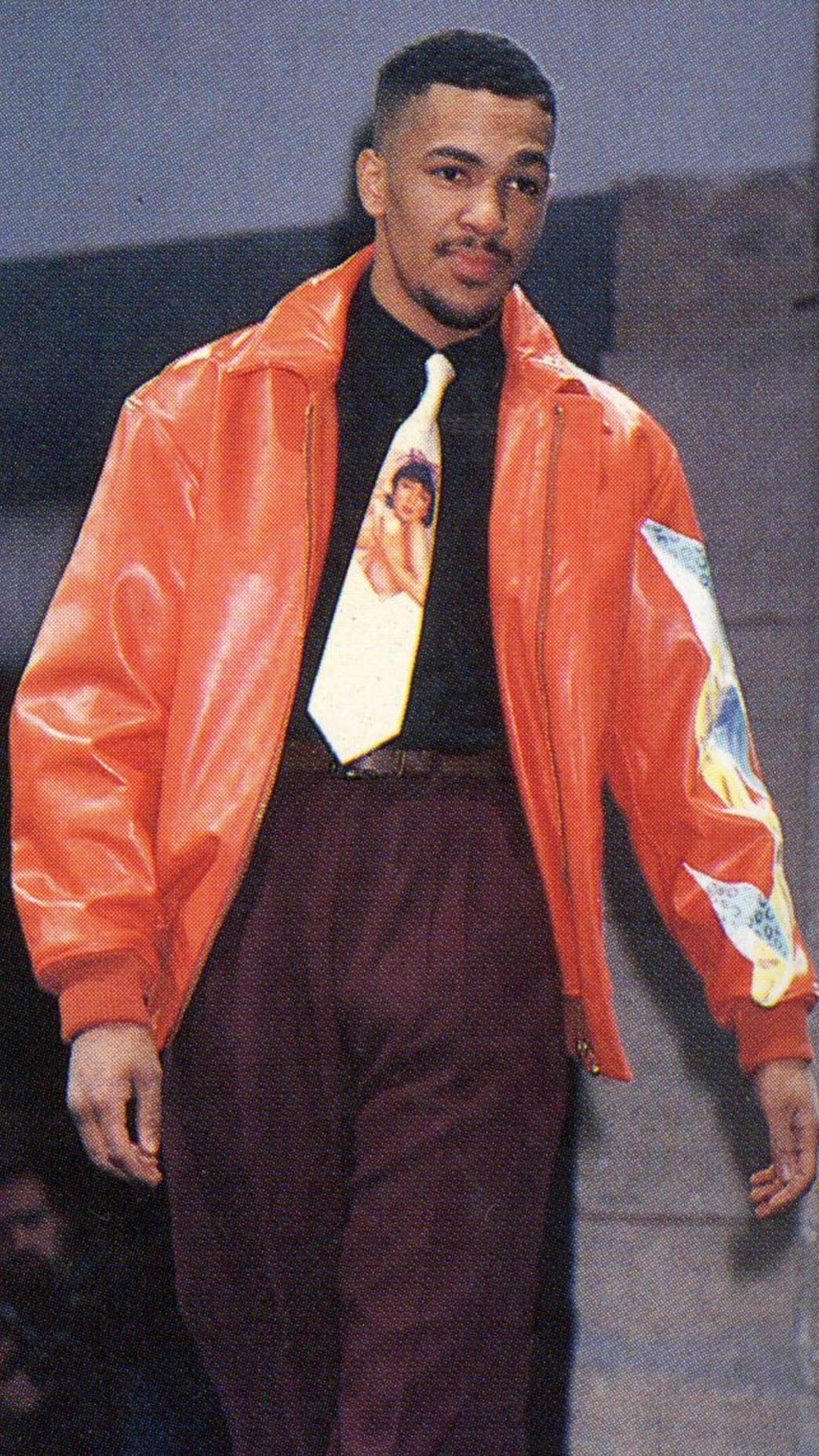 Yohji Yamamoto orange leather jacket with Marilyn Monroe pin-up, A / W 1991  1