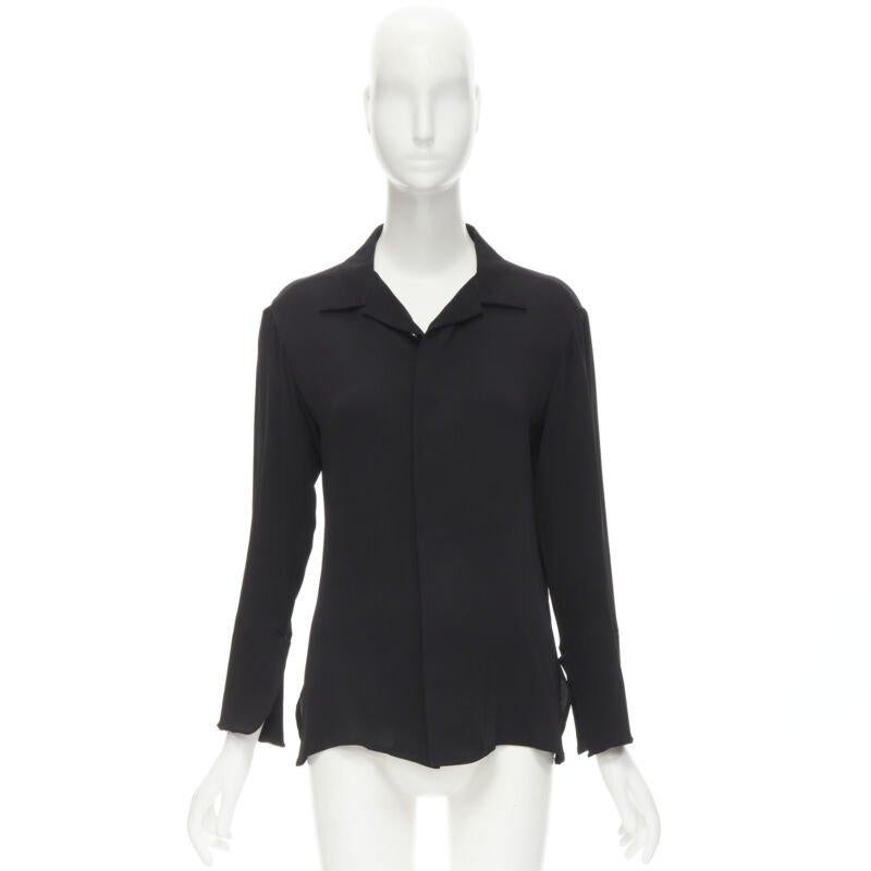 YOHJI YAMAMOTO Camisa de crepé 100% seda con cuello abierto y botones ocultos en venta 4