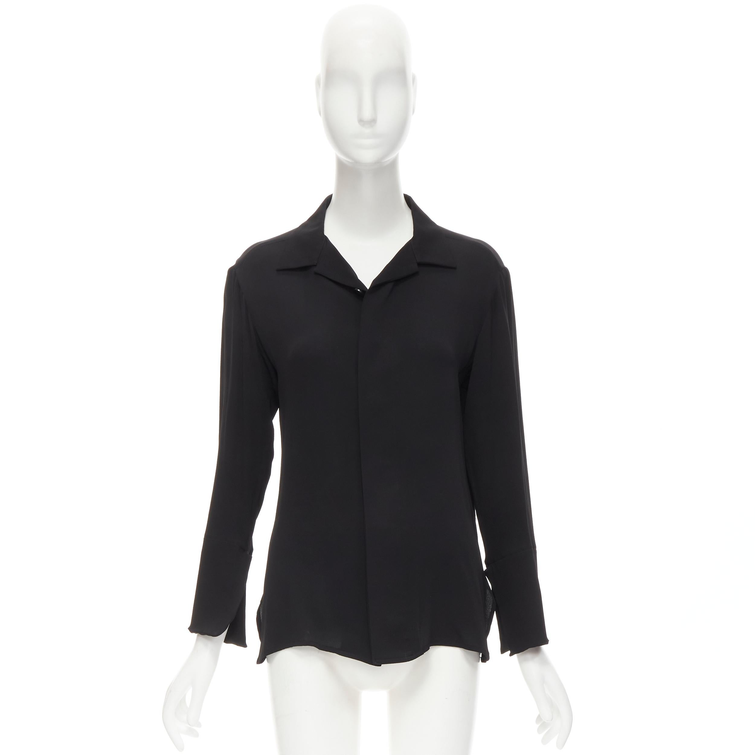 YOHJI YAMAMOTO 100% silk crepe spread collar concealed button shirt For Sale 1