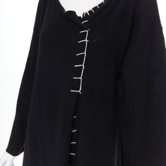 YOHJI YAMAMOTO 100% wool black white whipstitch asymmetric sweater dress JP2