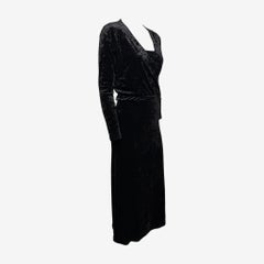 Yohji Yamamoto 1980s Black Crushed Velvet Wrap Two-Piece Dress