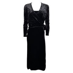 Yohji Yamamoto 1980s Black Crushed Velvet Wrap Two-Piece Dress